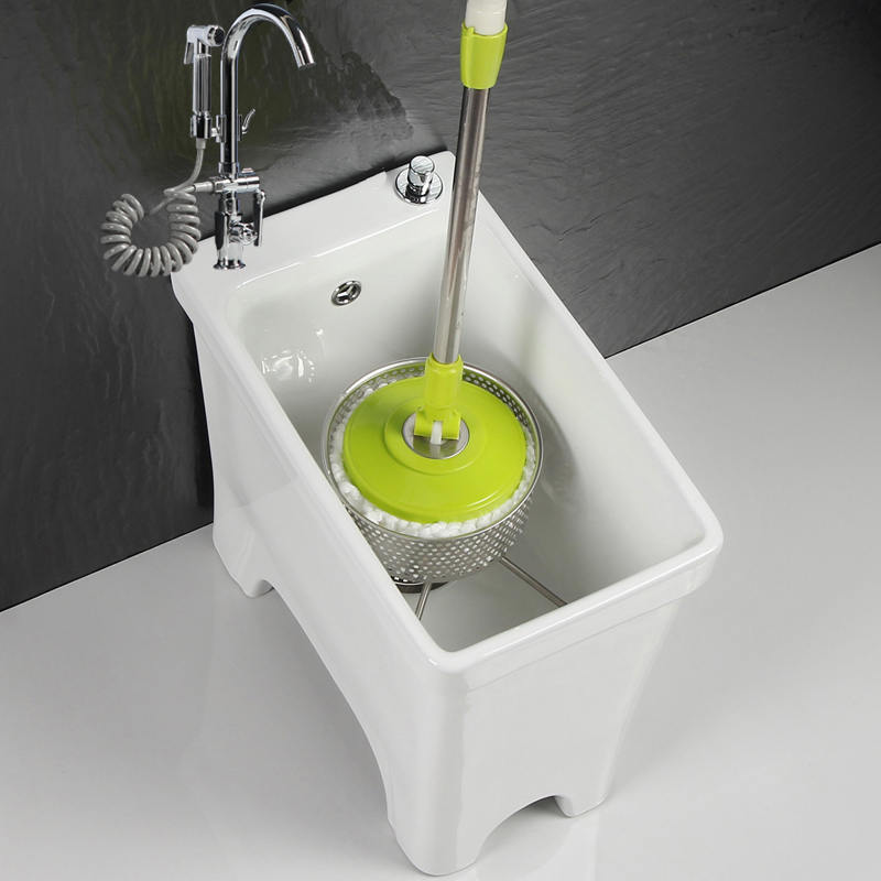 Household Ceramic Mop Bucket with Elevated Legs, Available in Various Sizes, 30 Width, 50 Height, 60 Length, for Outdoor Balcony Floor Cleaning, Deep
