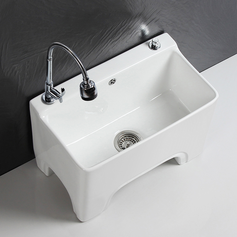 Extra large rectangular tall ceramic mop pool balcony wash mop pool floor mop trough home bathroom mop cloth bucket