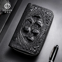 欧洛尔 Вместительная и большая ключница, картхолдер, универсальный брелок с молнией, крокодил, из натуральной кожи