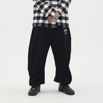 WASSUP printed sweatpants vintage basic sports pants men washed loose feet Roman men autumn and winter women