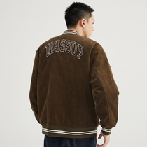 WASSUP corduroy baseball suit cotton-padded vintage print jacket mens winter coat official flagship store