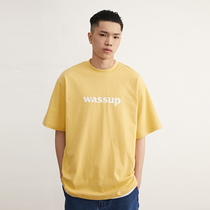 WASSUP tide brand summer pink white sweet cool T-shirt national tide loose cotton couple short-sleeved men and women