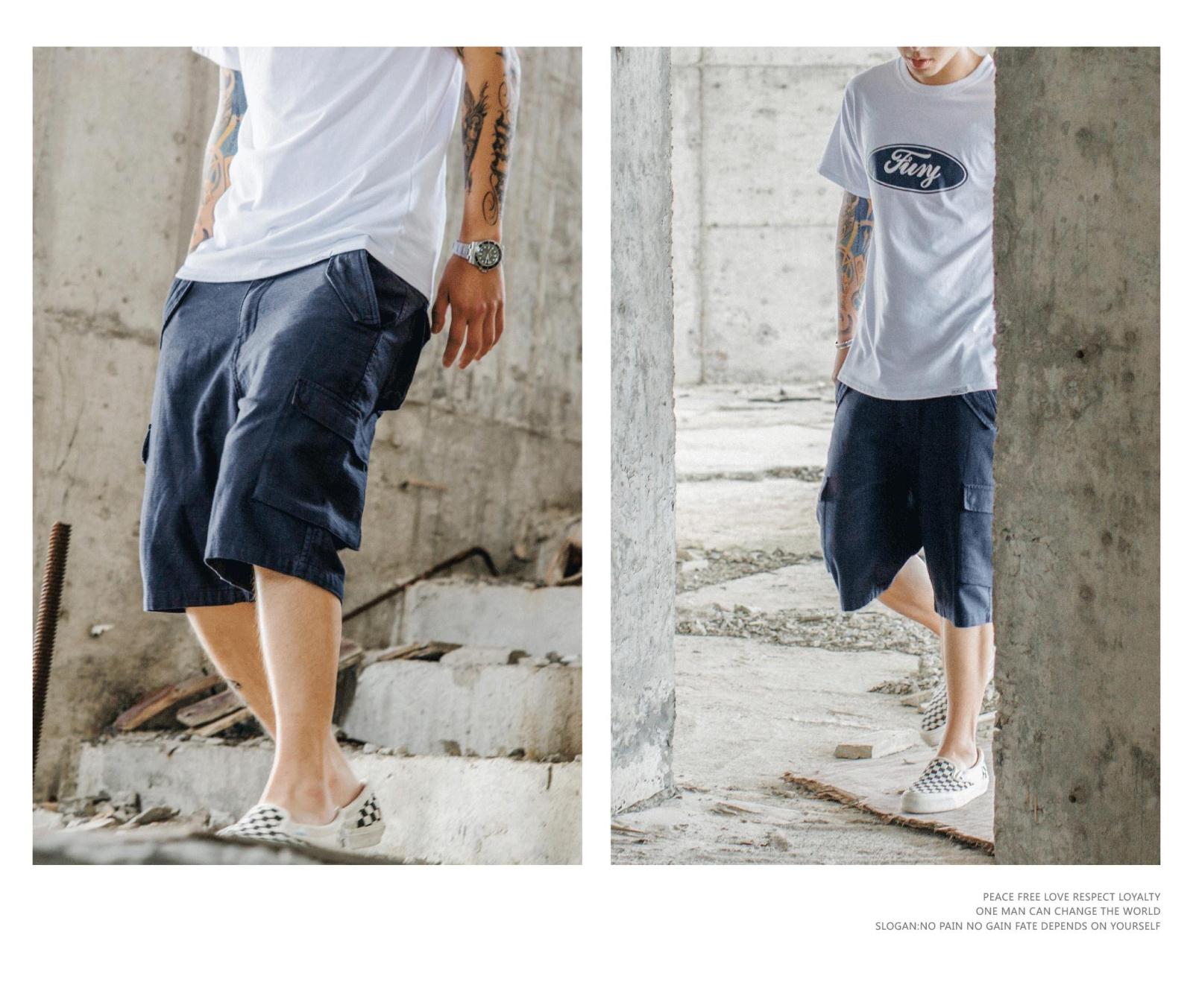WASSUP2018ss phiên bản nâng cấp của quần short dụng cụ ba chiều thủy triều quốc gia quần ngắn