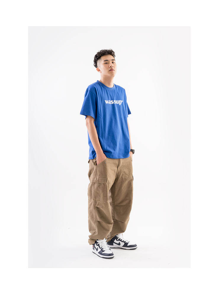 WASSUP18SS ba màu cắt ba chiều lỏng lẻo nhiều túi Kéo dây rút quần yếm d65m quần quân đội quần bò nam