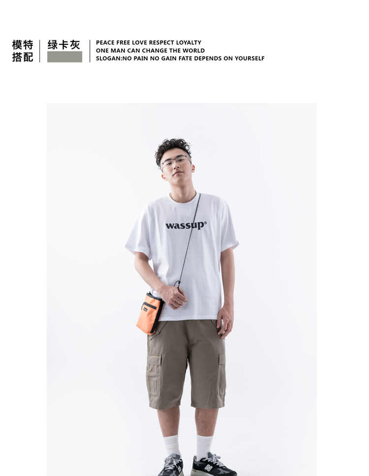 WASSUP18 ba màu nặng giặt dụng cụ quần short giản dị quần quân sự mùa hè lỏng sáu điểm thủy triều bộ quần áo thể thao nam
