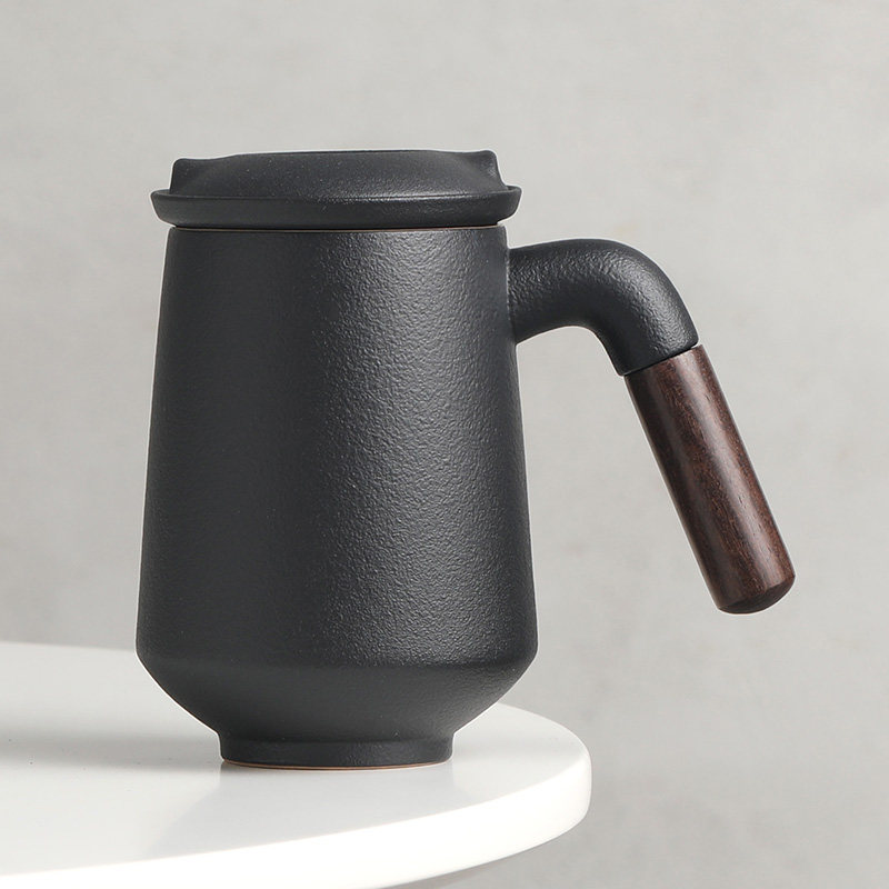 Tea cup ceramic tea water separation cup office household with lid filter men's lettering custom logo tea cup