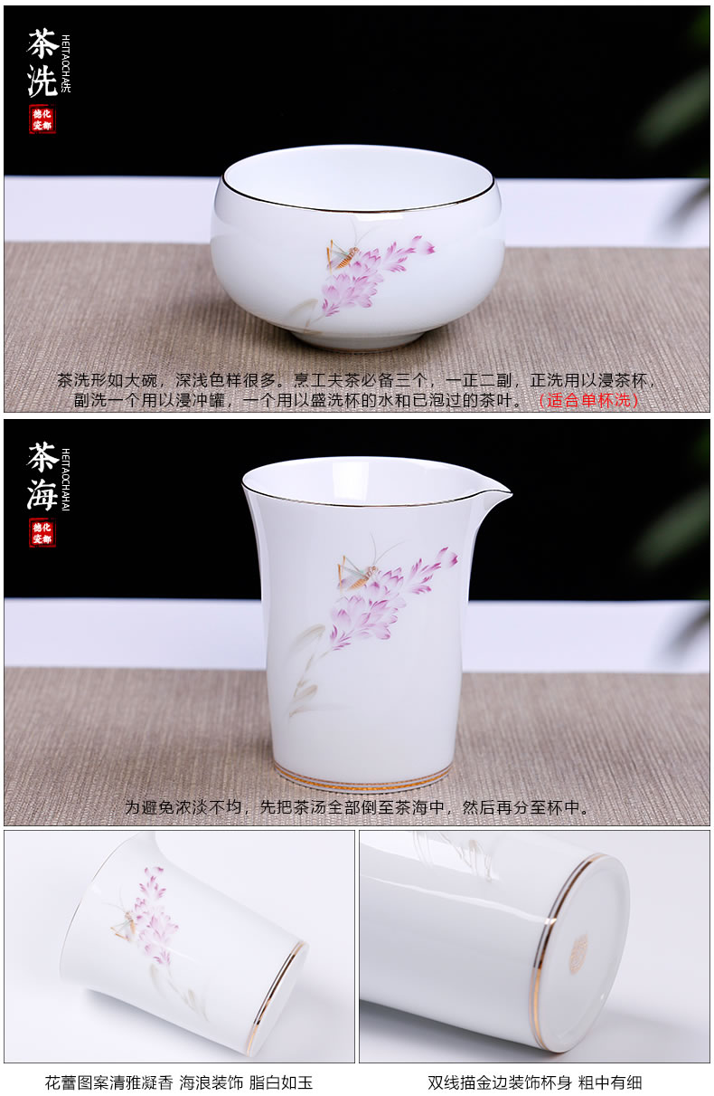 A good laugh, dehua white porcelain tea set the whole household ceramics kung fu tea tea kettle gift boxes