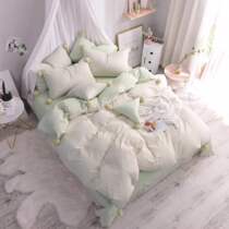 ins Korean simple small fresh Princess style cotton four-piece set cotton wool ball duvet cover sheets 1 8 Bedding