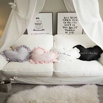ins Nordic cute Princess style love pillow cushion sofa bed head embroidery cotton detachable with core