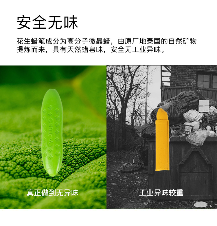 英国YPLUS 儿童花生蜡笔 安全无毒 不脏手 图7
