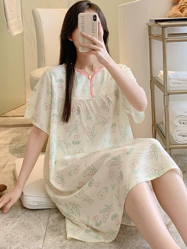 Тонкая пижама, японская длинная юбка, короткий рукав, большой размер