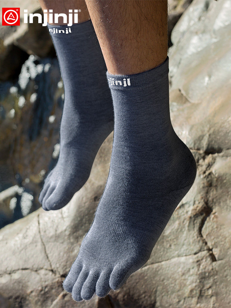 injinji wool five-finger sock male and female inner layer Sox long cylinder slim down Merlinu wool warm professional sports socks 