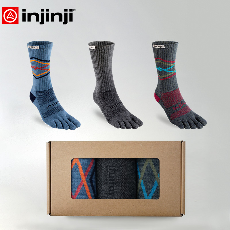 Injinji Trail Running Five-Toe Socks Three Pairs Gift Box Long Tube Coolmax Quick-Drying Outdoor Hiking and Mountaineering Socks Injinji Trail Running Five-Toe Socks Three Pairs Gift Box Long Tube Coolmax Quick-Drying Outdoor Hiking and Mountaineering Socks