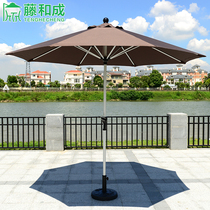 Rattan and Henghe Outdoor Courtyard Balcony Garden Bar Table and Chair Umbrella Column Umbrella Large parasol Folding Umbrella