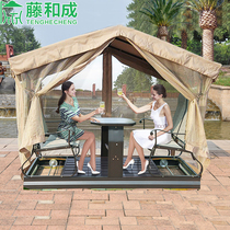 Outdoor swing hanging chair outdoor courtyard hanging basket rattan chair balcony rocking chair iron swing four rocking chair hammock swing