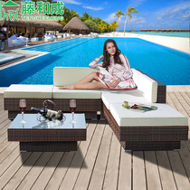 Rattan and chengvine sofa outdoor sofa rattan chair living room rattan sofa casual balcony sofa courtyard rattan furniture