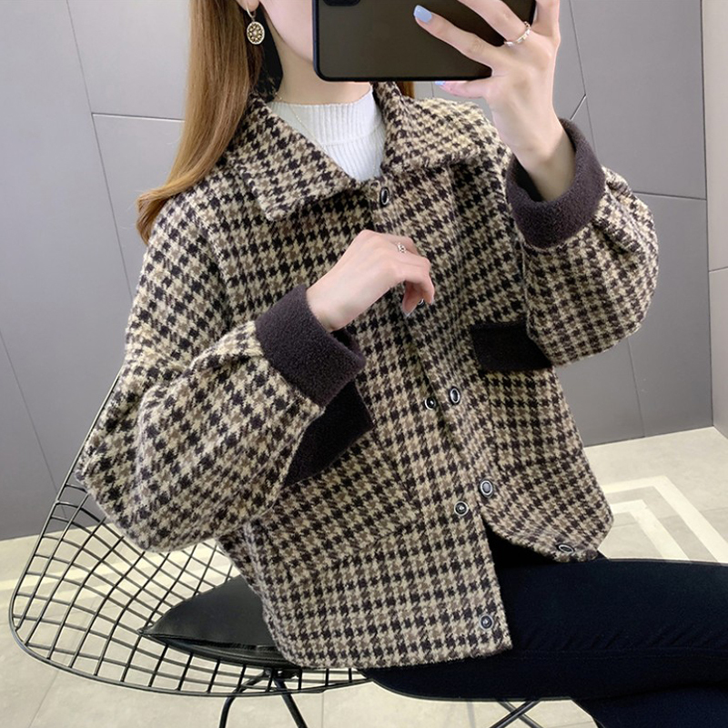 Women's Short Tweed Coat in Chanel Style, Spring and Autumn 2026 New Trendy Houndstooth Women's Fashion Coat Women's Short Tweed Coat in Chanel Style, Spring and Autumn 2026 New Trendy Houndstooth Women's Fashion Coat