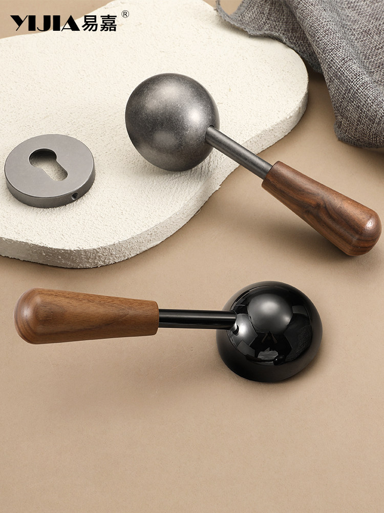 「Yunyi」 Antique Style Bedroom Door Lock Antique Silver Household Universal Indoor Door Lock Walnut Door Handle