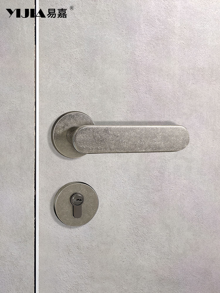 Retro Silver Indoor Door Lock Wabi-Sabi Style Distressed Bedroom Door Bathroom Solid Wood Door Lock Silent Lock Set