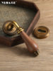 French-Style Vintage Yellow Bronze Bedroom Door Lock, Antique-Style Household Indoor Walnut Door Lock Handle