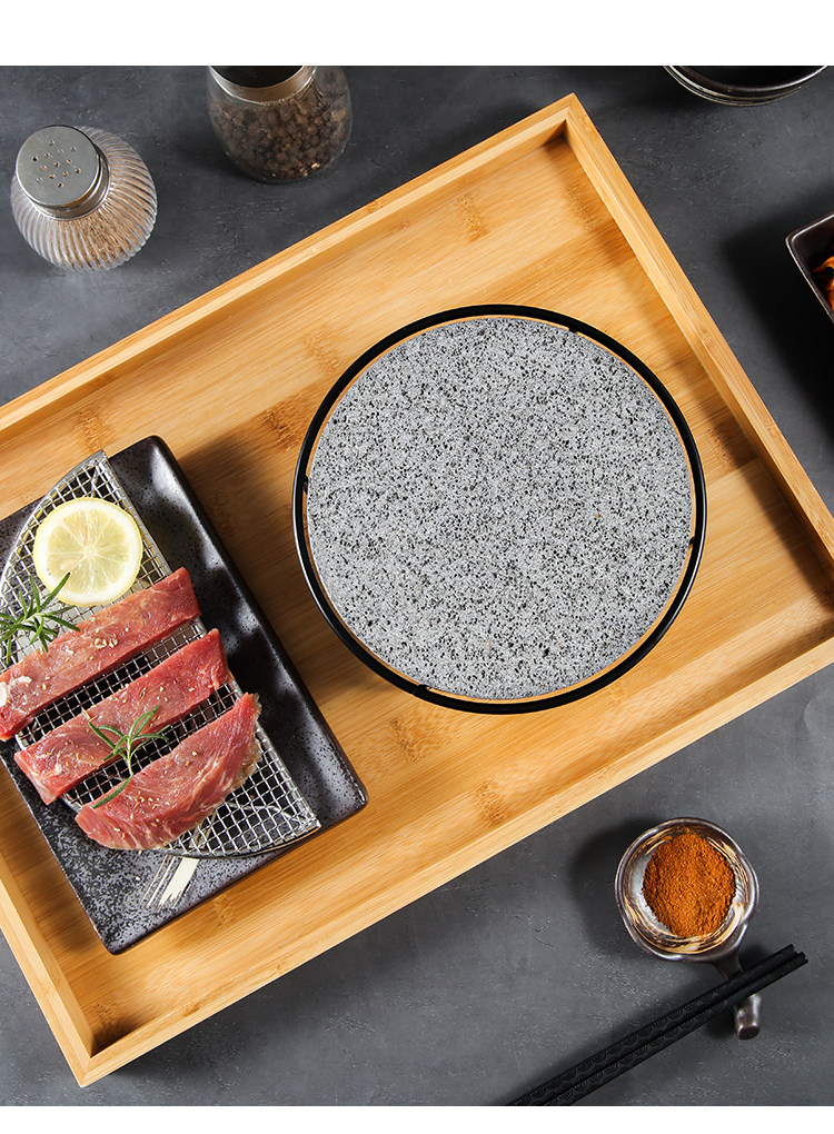 Мангал 日式单人酒精烧烤炉搭配花岗石与火山石 商用牛排烤盘高温石板烧烤