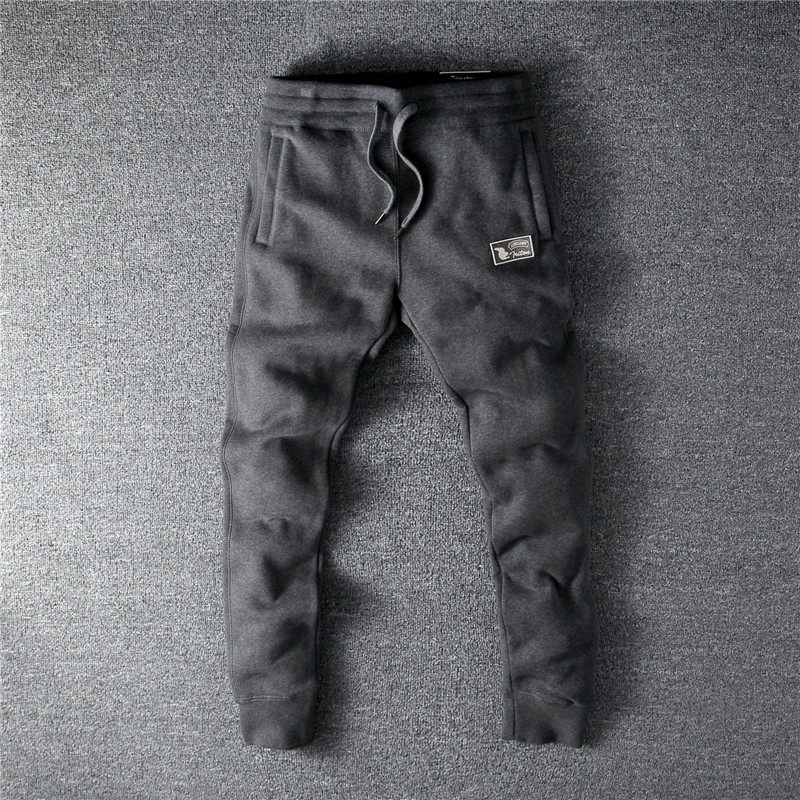 Jogger Pant Autumn Winter New Plus Fleece Slacks Tide Men's Small Leg Pants Youth Sports Long Pants Thick Sweatpants