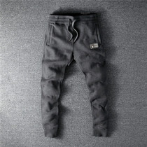 Jogger Pant autumn and winter new velvet casual pants trendy mens small feet youth sports pants thick section sweatpants