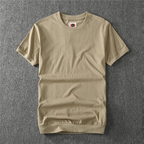 Ammerclick Summer Youth Pure Color Heavy Pound Short Sleeve T-Shirt Tide Man Pure Cotton Brief about 100 Lap Bottom Jersey Tide