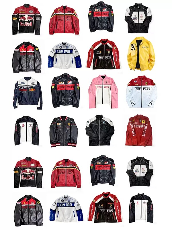 F1 Racing Suit Leather Jacket Motorcycle Jacket Long-Sleeved Retro Casual American Motorcycle Windproof Riding Gear