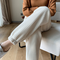 Light Core Suede Sports Pants Woman Autumn Winter Plus Suede 2022 New Guard Pants Loose Bunches Spring Autumn Chenille Casual Pants