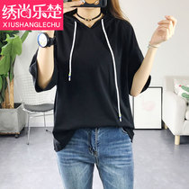 Short sleeve hoodie women loose Korean tide student Harajuku style 2021 New thin ulzzang pullover T-shirt
