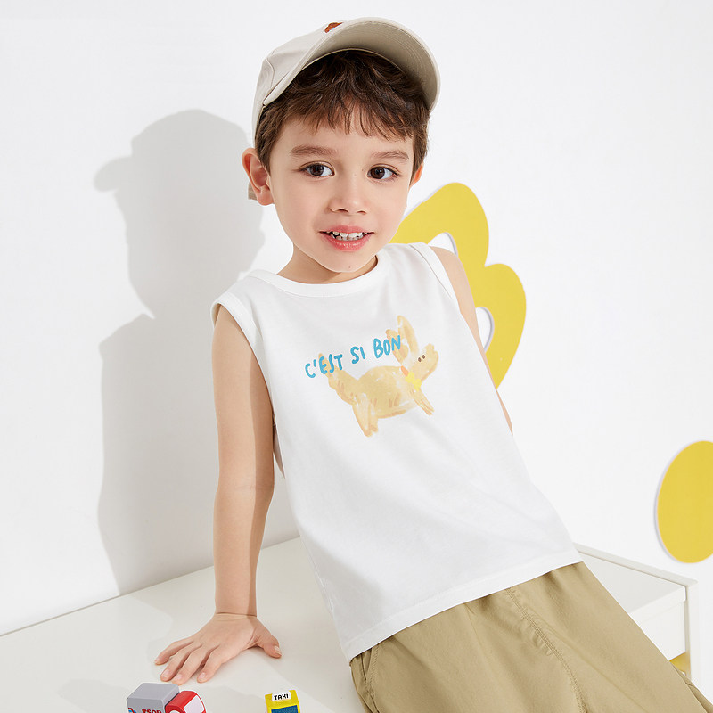 Brand children's vest for boys and boys baby comfortable and skin pure cotton sleeveless 2023 summer new t-shirt thin