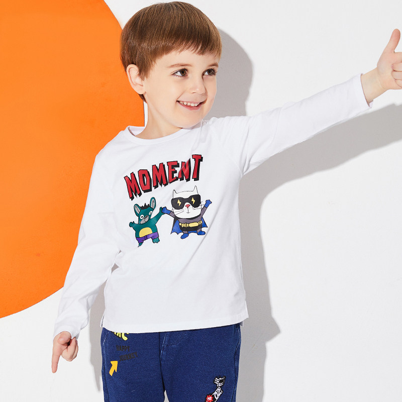 Bala children's clothing boys long-sleeved T-shirt thin section children's autumn clothing 2021 baby top bottoming shirt pure cotton