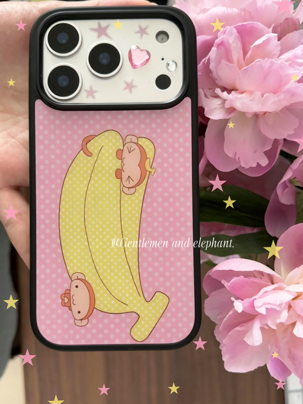 Japanese and Korean ins Retro Polka Dot Banana Monkey Design Suitable for iPhone 17 Pro Max Black Edge Acrylic Case Apple 16 Pro/15/14 Niche Design iPhone 16 Protective Case Cover Japanese and Korean ins Retro Polka Dot Banana Monkey Design Suitable for iPhone 17 Pro Max Black Edge Acrylic Case Apple 16 Pro/15/14 Niche Design iPhone 16 Protective Case Cover
