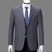 Middle aged mens suit jacket blouse jacket in single piece Old men Western suit Dad clothes business casual plaid wool