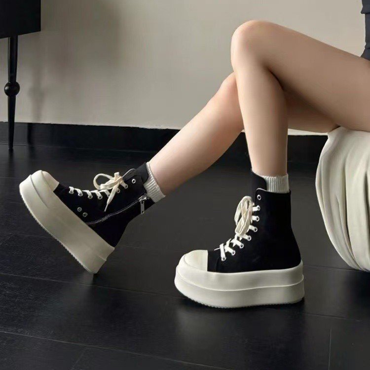 2025 Autumn New Thick-Soled High-Top Shoes for Petite People, Korean Style Casual Shoes, Height-Increasing Versatile Cute and Quirky Sneakers