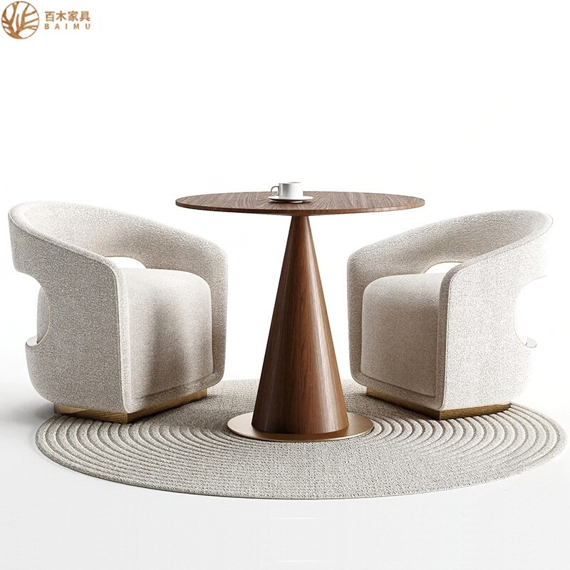New Chinese-Style Sofa and Chair Three-Piece Set for Hotel Sales Office, Negotiation Table and Chair Combination, Milk Tea Shop Table and Two Chairs, Three Chairs