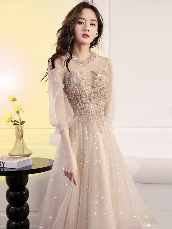 French Evening Dress 2026 New Style Women's High-End Birthday Host Adult Classy Light Luxury Niche Mesh Dress