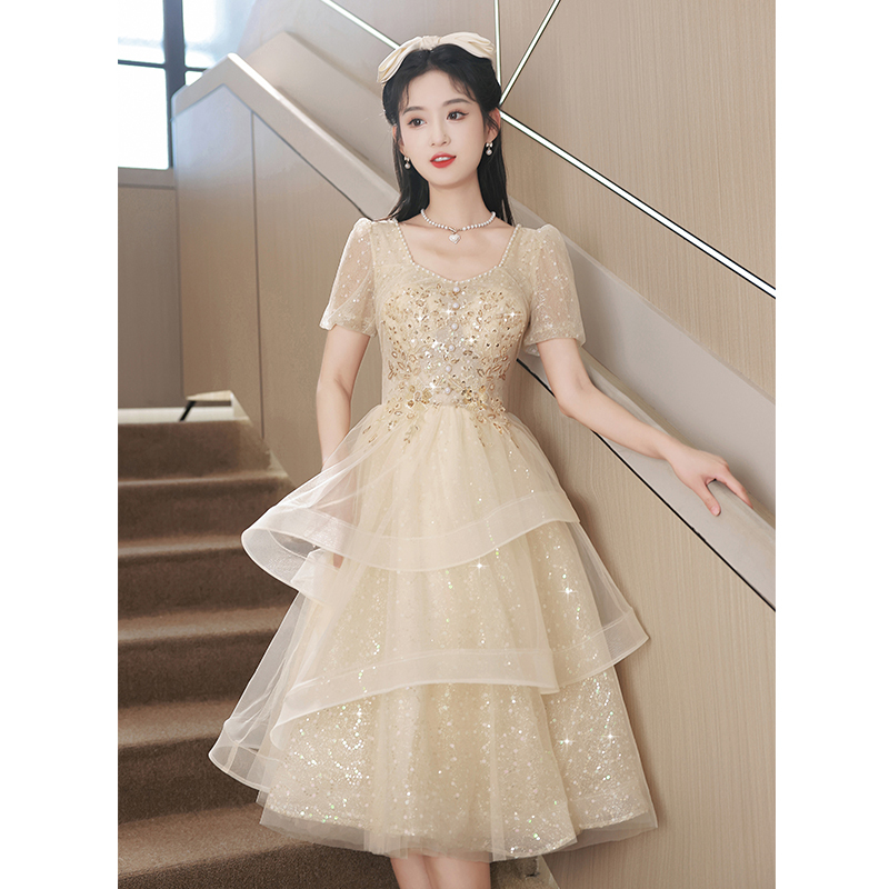 Evening Dress for Women 2026 New Style High-End Petite Birthday Host Coming-Of-Age Ceremony High-End Light Luxury Niche Dress Evening Dress for Women 2026 New Style High-End Petite Birthday Host Coming-Of-Age Ceremony High-End Light Luxury Niche Dress