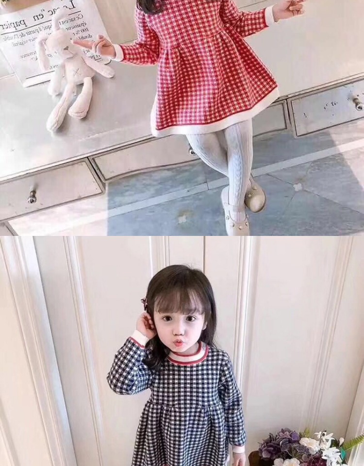 Mùa thu đông trẻ em gái 1-4 tuổi kẻ sọc đầm bé gái áo len váy lõi sợi đan váy thủy triều váy cho bé gái 10 tuổi