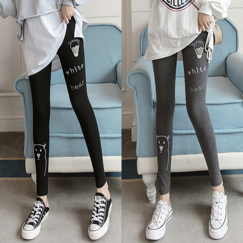 Inside Hitch Pants Woman Outside Wearing Spring Autumn Style Pure Cotton Autumn Winter 2022 New Sanitary Pants Tight Pants Slim Fit Large Size Printed Trousers