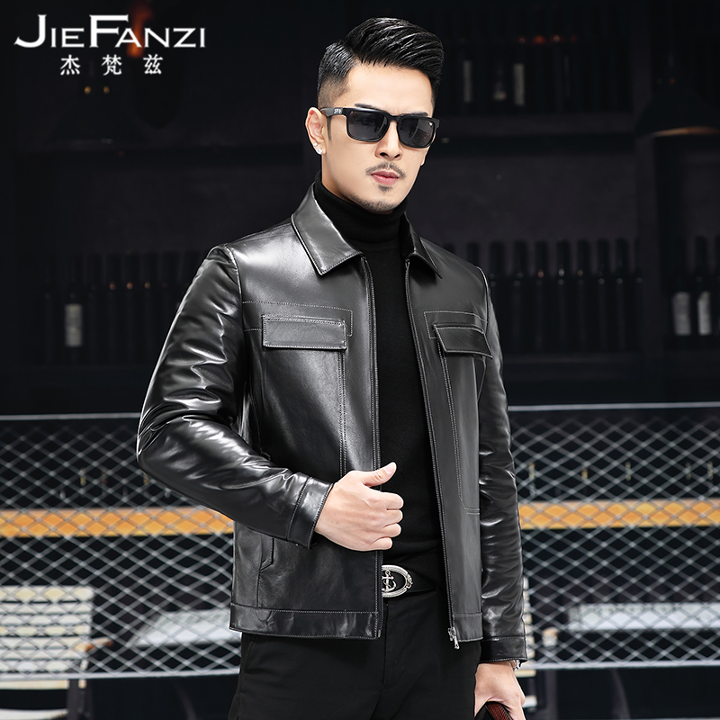 Real leather fur clothing men's sheep leather jacket plus cotton autumn winter new locomotive clothes jacket tide short and handsome and casual