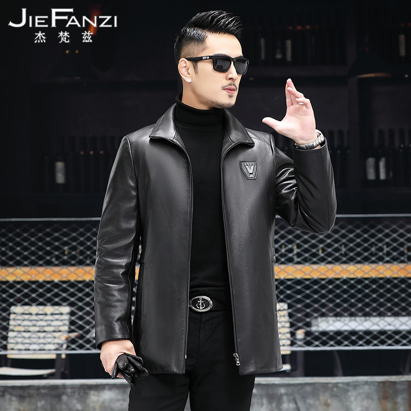 New dermis fur coat men's medium long version of body sheep leather duvet jacket jacket business casual jacket winter gush