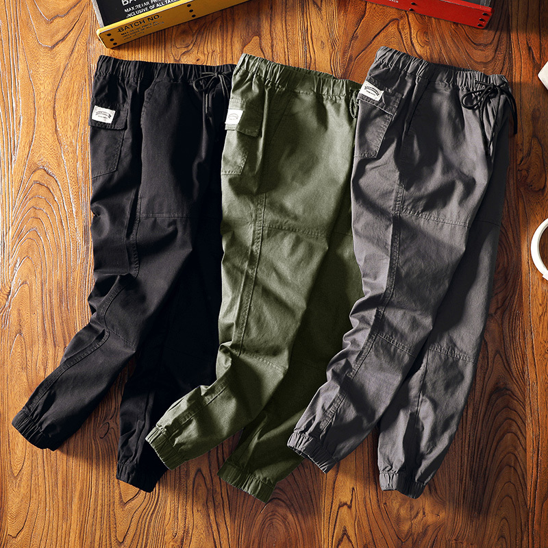 Women's Loose-Fitting Cargo Pants, New for Spring and Autumn 2025, Slimming, High-Waisted, Unisex, Couple Style, Jogger, Pure Cotton, Black Casual Pants