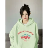 Зеленая демисезонная толстовка с капюшоном, осенняя куртка, лонгслив, коллекция 2023, оверсайз