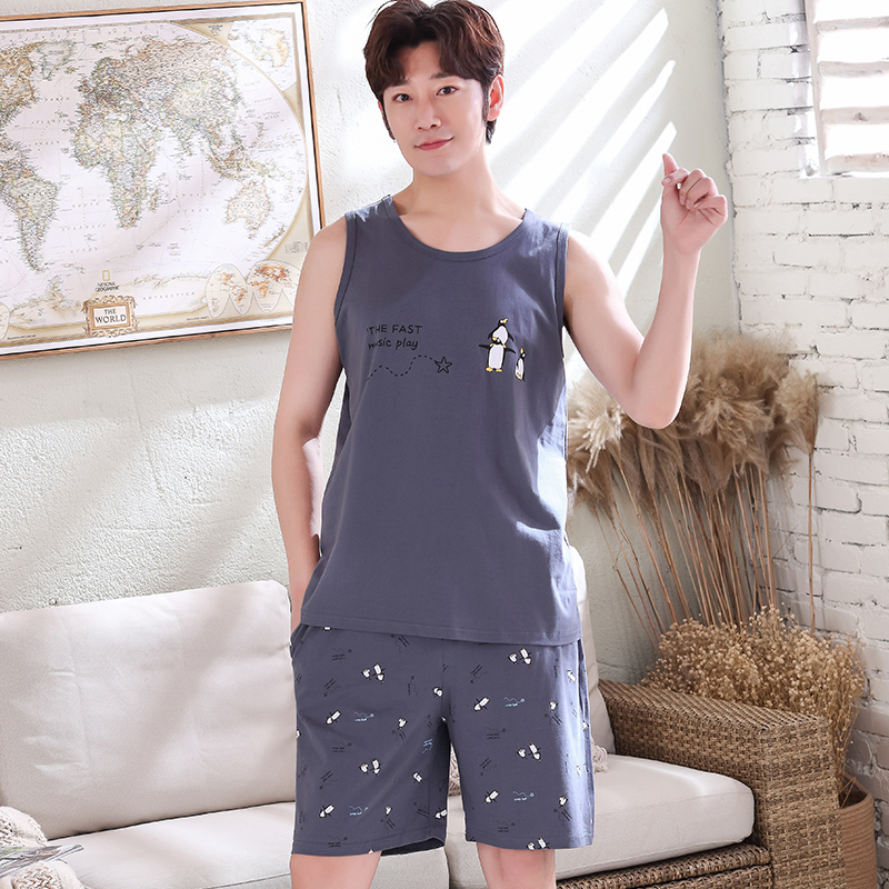 pajama tay áo mens mùa hè thoải mái trường trung học thiết lớn sinh viên kích thước mens mát nhà mặc 2020 mới.