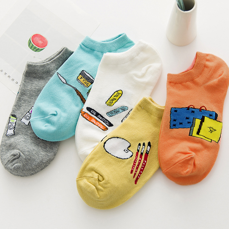 . Socks mens và womens chung hỗn hợp vài bộ trang phục mùa xuân và mùa hè bộ vớ bông vô hình giúp đỡ thấp xu hướng sóng cạn vớ