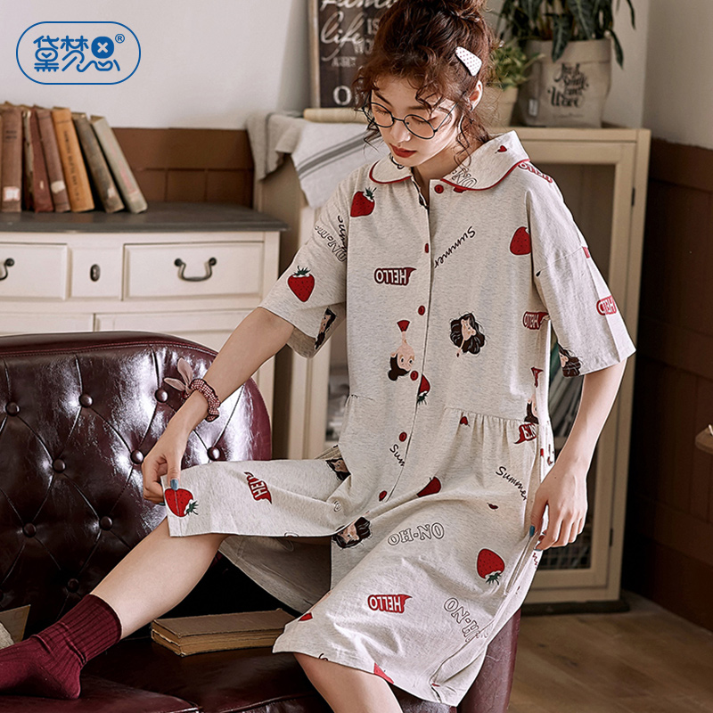 . Casual đồ ngủ cardigan dễ thương phụ nữ mùa hè thoải mái mỏng ngắn tay quần áo nhà mùa hè kích thước lớn phụ nữ bộ đồ ngủ có thể bên ngoài.