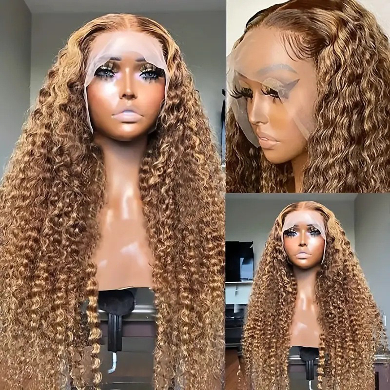Amazon's Best-Selling African Curly Wig with Small Curls, Fashionable Piano-Colored Highlights, Lace Front Wig