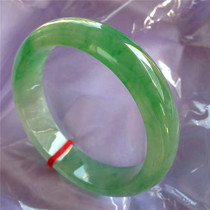 Natural Burmese jade bracelet high-grade green wide version floating flower ice seed old pit with certificate moist female jade bracelet